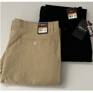 Galaxy by Harvic Pants Mens 36x32 Black/Tan Flex Performance Golf Chino Lot of 2